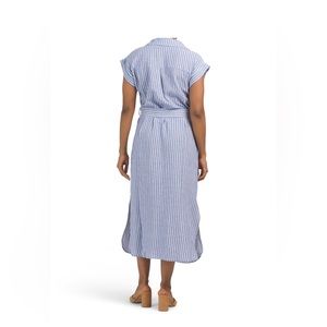 For Cynthia Linen Blend Striped Dress